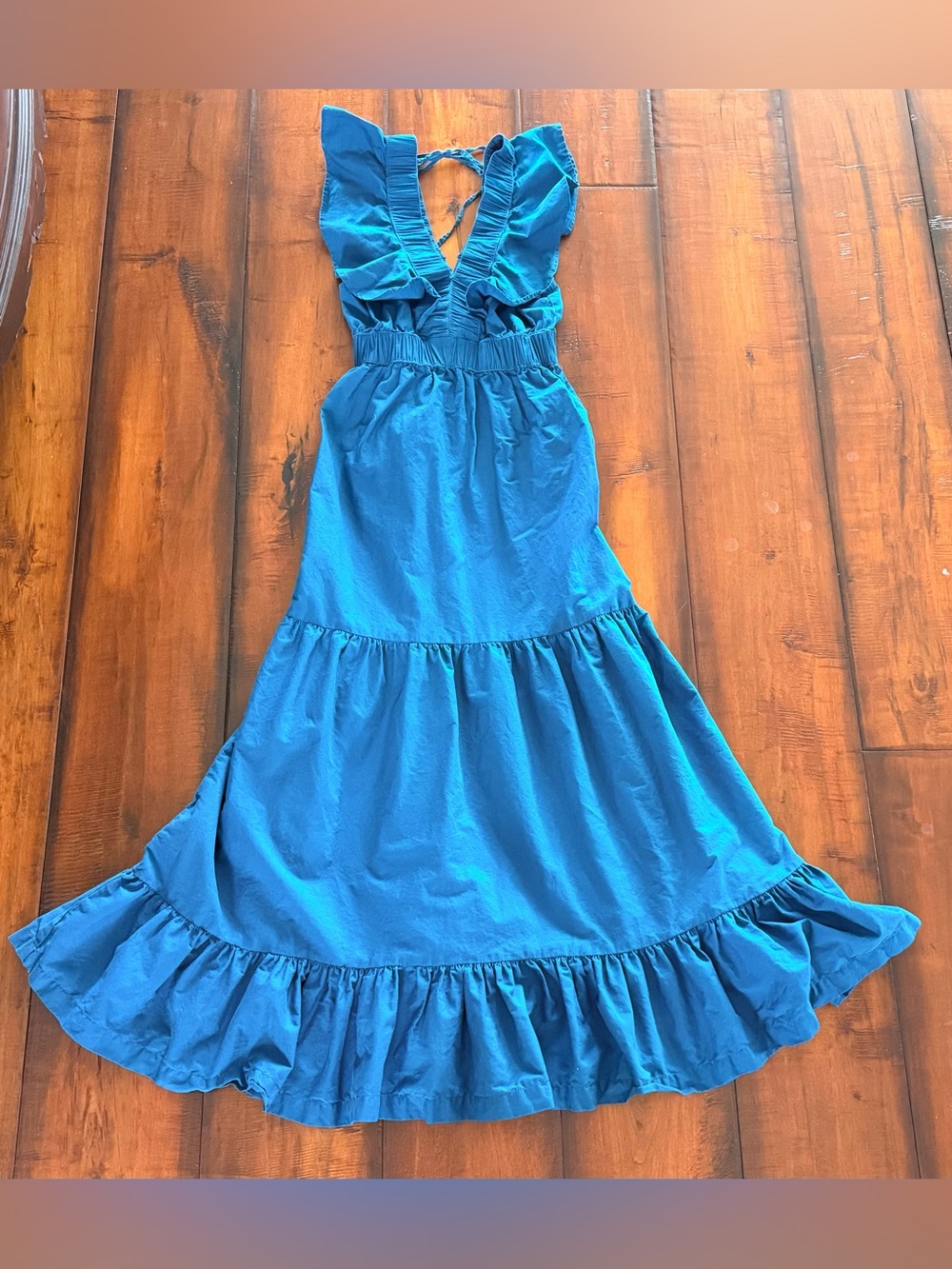 Japna Teal Blue Ruffled Maxi Dress